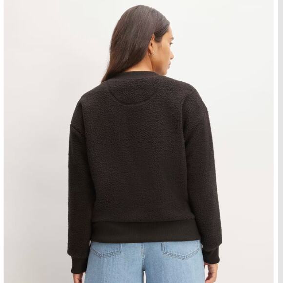 Everlane The ReNew Fleece Oversized Crew Black Small NWT Teddy Sweatshirt - Picture 3 of 16